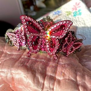 Vintage Tarina Tarantino Swarovski Crystal pink butterfly tiara
